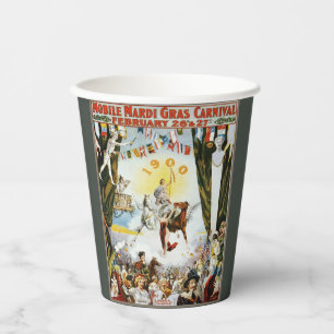 Gobelets En Papier Affiche d'art vintage de 1900 du carnaval de Mardi