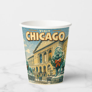 Gobelets En Papier Affiche de l'Institut d'Art de Chicago en hiver