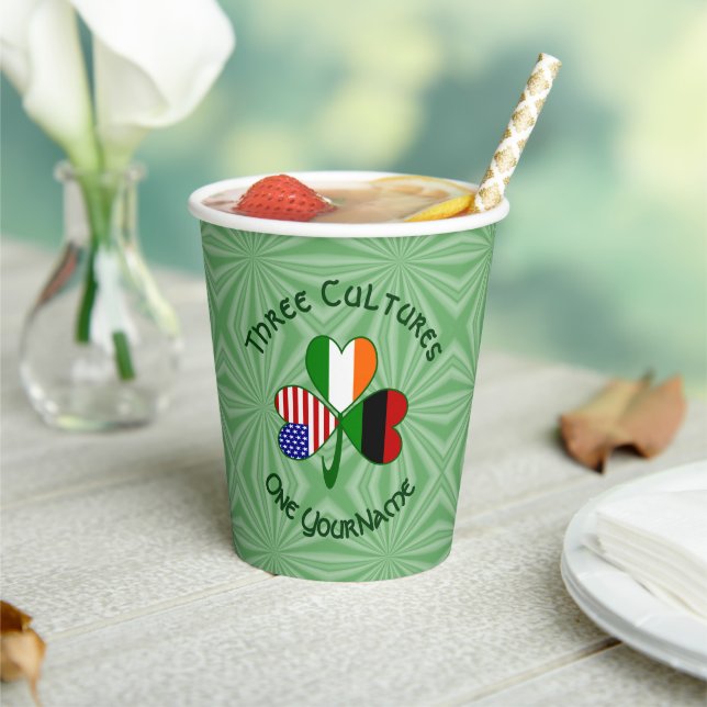 Gobelets En Papier African Irish American Shamrock Personalized Text (Insitu)