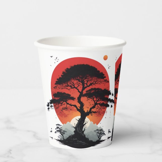 Gobelets En Papier African Sunset Tree (Recto)