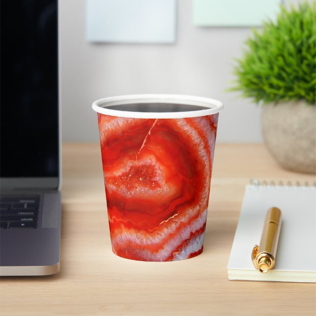 Gobelets En Papier Agate orange sang tombé. (Insitu)