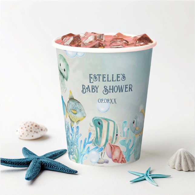 Gobelets En Papier Ahoy ! C'est un Baby shower bleu garçon (Créateur téléchargé)