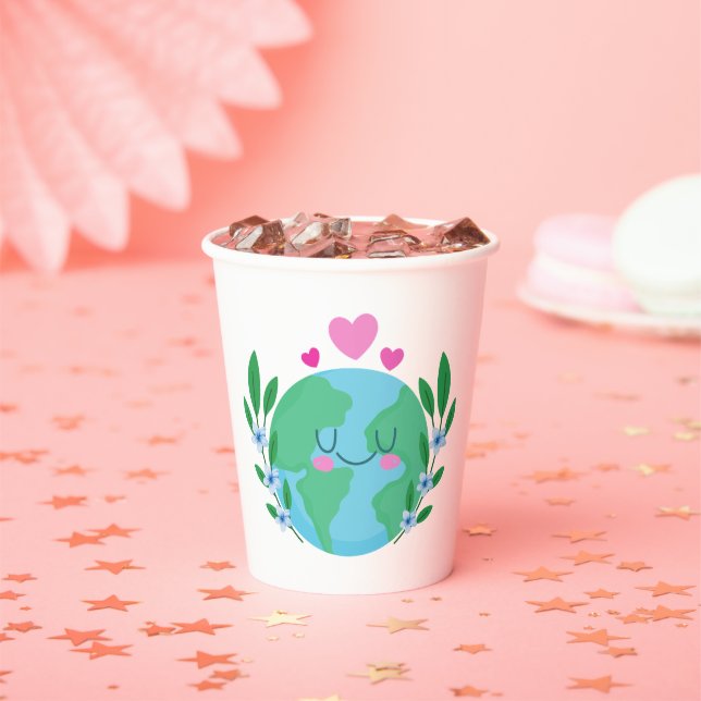 Gobelets En Papier Aimer la Terre souriante (Insitu)