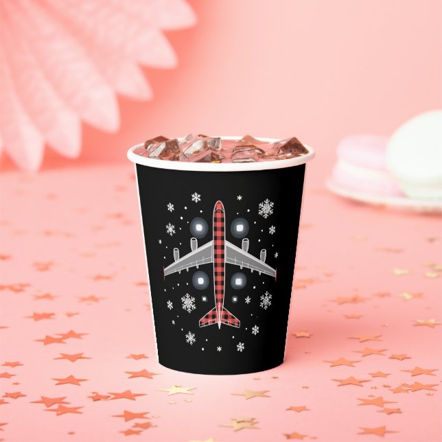 Gobelets En Papier Airplane Plaid Christmas Pilot (Insitu)