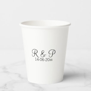 Gobelets En Papier Ajouter monogramme nom couple ajouter date année m