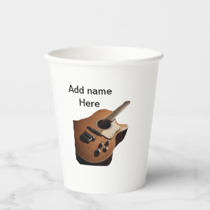 Gobelets En Papier Ajouter votre nom texte brun acoustique guitare éd