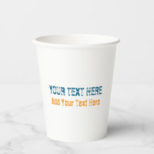 Gobelets En Papier Ajouter votre propre texte Slogan minimaliste mode
