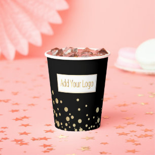 Gobelets En Papier Ajoutez votre logo - Points Or