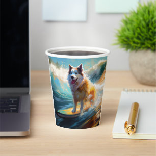 Gobelets En Papier Alaskan Malamute Beach Surf Peinture