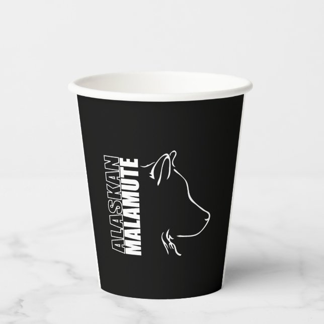 Gobelets En Papier Alaskan Malamute Profil chien maman (Recto)