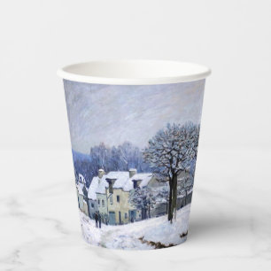 Gobelets En Papier Alfred Sisley - Place Chenil à Marly, Effet Neige
