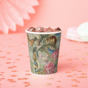 Gobelets En Papier Alice Chat du Cheshire Jardin de l'Arbre Wonderlan