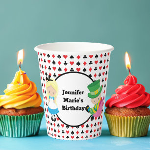 Gobelets En Papier Alice in Wonderland Card Deck Anniversaire de enfa