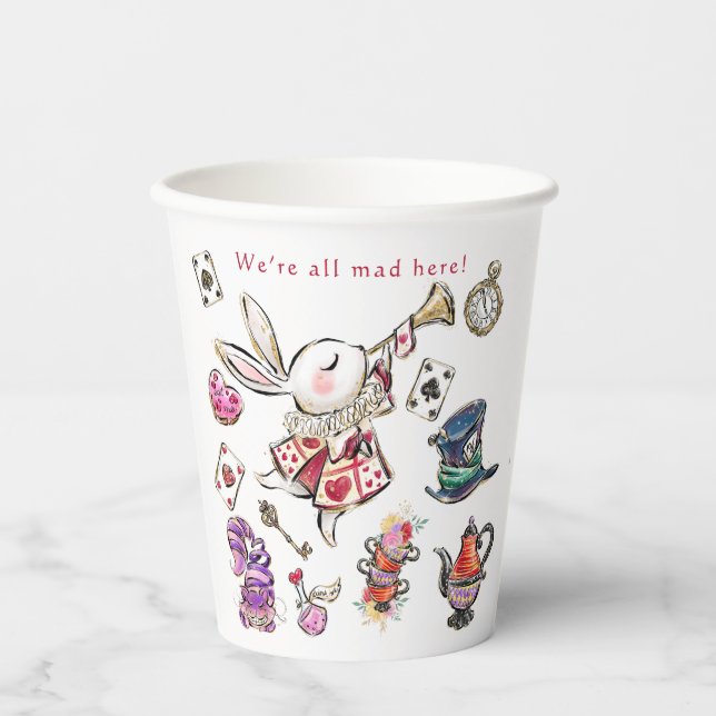 Gobelets En Papier Alice Wonderland Mad Tea Party Birthday Cups (Recto)