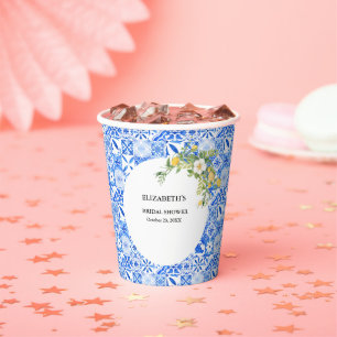 Gobelets En Papier ALmafie Coast Méditerranéen Lemon Tiles Mariage