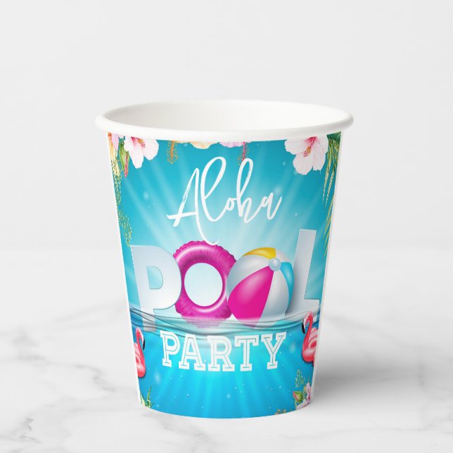 Gobelets En Papier Aloha Pool Party (Recto)