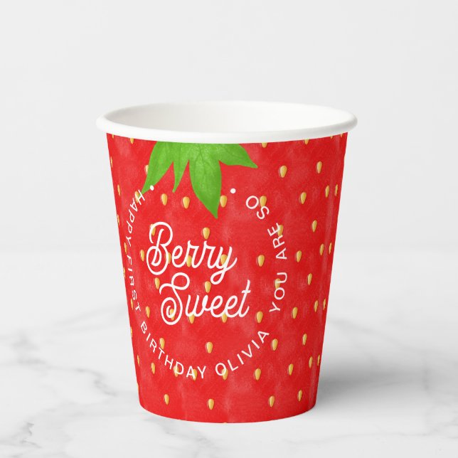 Gobelets En Papier Alors Berry Sweet Strawberry Anniversaire (Recto)