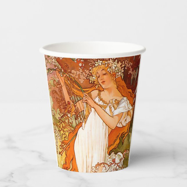 Gobelets En Papier Alphonse Mucha Spring (Recto)