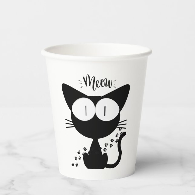 Gobelets En Papier Amateurs adorables de mâchoire de chat. (Recto)