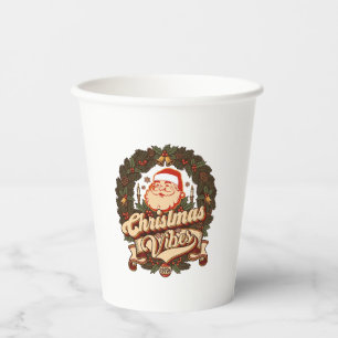 Gobelets En Papier Ambiance de Noël Couronne de Claus Cloches