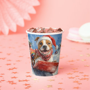 Gobelets En Papier American Staffordshire en traîneau de Noël