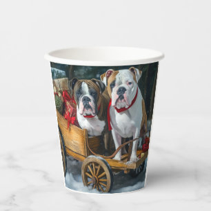 Gobelets En Papier American Staffordshire Traîneau enneigé de Noël