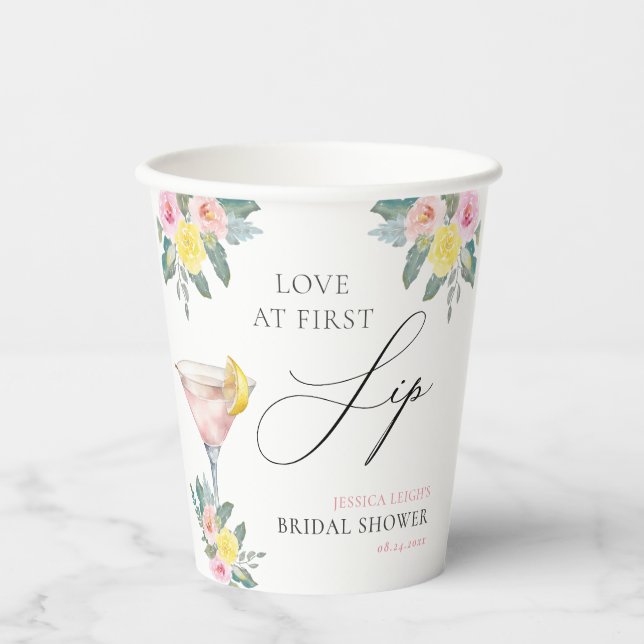 Gobelets En Papier Amour au premier verre Cocktail lumineux Enterreme (Recto)