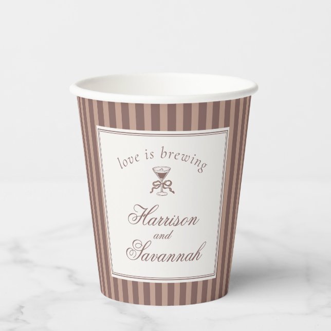 Gobelets En Papier Amour de Martini Espresso Café Mariage (Recto)