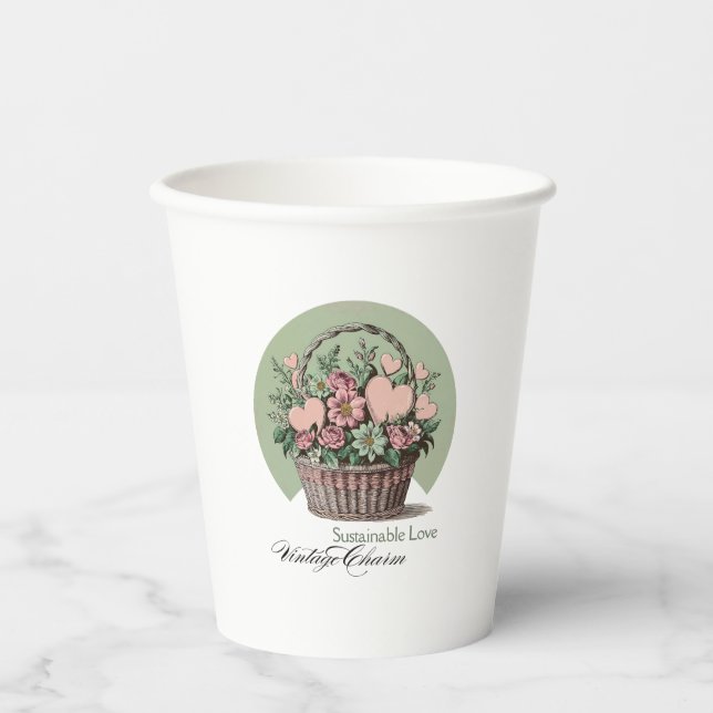 Gobelets En Papier Amour durable, charme Vintage (Recto)