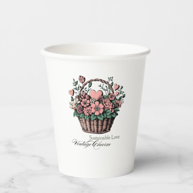 Gobelets En Papier Amour durable, charme Vintage (Recto)