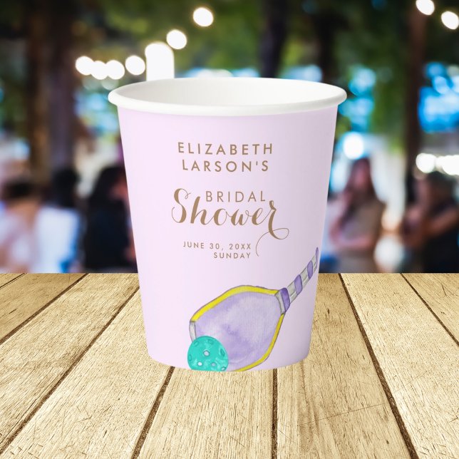 Gobelets En Papier Amoureux de sport Aquarelle Thème Pickleball Marié (Créateur téléchargé)