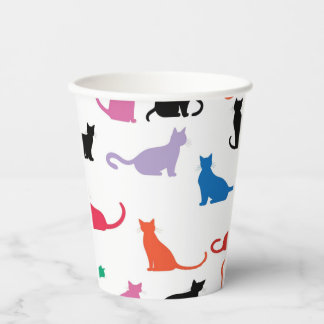 Gobelets En Papier Amoureux des chats Rainbow Cat Silhouettes