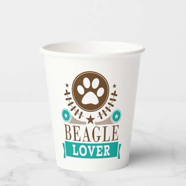 Gobelets En Papier Amoureux des chiens beagle (Recto)