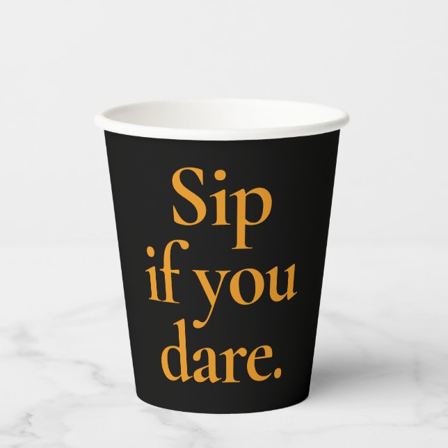 Gobelets En Papier Amusante blague Halloween noir et orange (Recto)