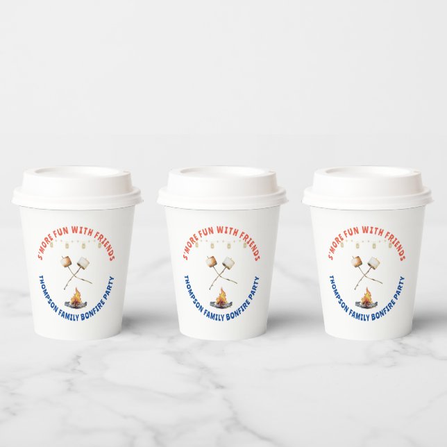 Gobelets En Papier Amusement de S'mores Feu de camp Cookout Friendsgi (Multi)