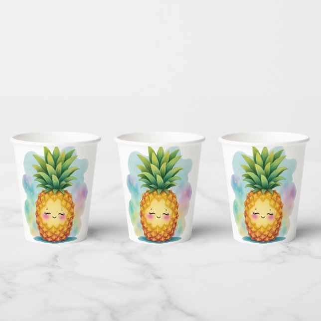 Gobelets en papier ananas heureux (Multi)