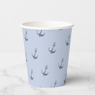 Gobelets En Papier Ancre Blue Sailing Theme   BABY SHOWER