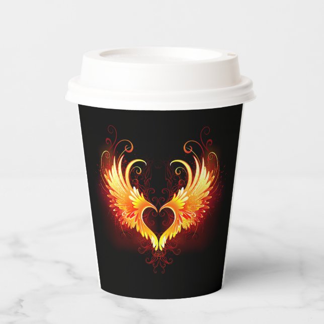 Gobelets En Papier Angel Fire Heart with Wings (Recto)