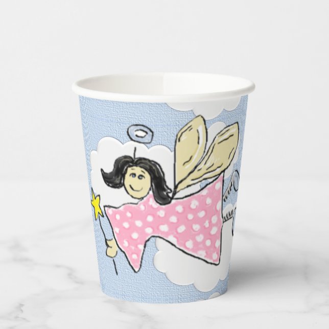 Gobelets En Papier Angel Polkadot rose (Gauche)