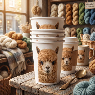 Gobelets En Papier Animal d'alpaga adorable et duveteux