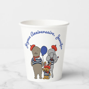 Gobelets En Papier Animaux caricaturaux français mignons Personnalis