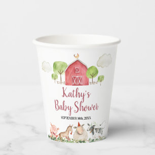 Gobelets En Papier Animaux de ferme Barnyard Green Livre blanc