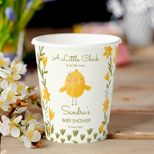 Gobelets En Papier Animaux de la ferme de poulet baby shower lunatiqu (Chicken farm animals whimsical spring baby shower personalized paper cups)