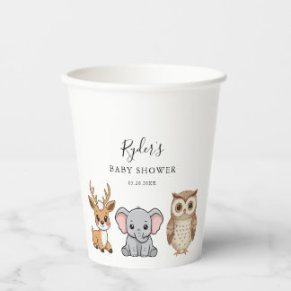 Gobelets En Papier Animaux de la forêt de Woodland Baby Shower
