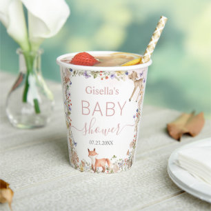 Gobelets En Papier Animaux de la forêt fantaisistes Baby Shower Fleur