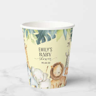 Gobelets En Papier Animaux safari mignon genre neutre douche jaune