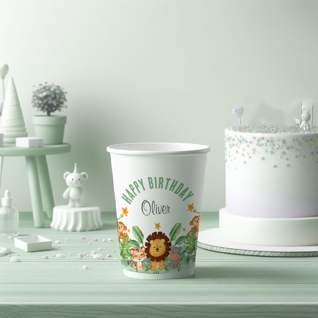 Gobelets En Papier Animaux sauvages Jungle Animaux Tropical Boy Anniv (Créateur téléchargé)