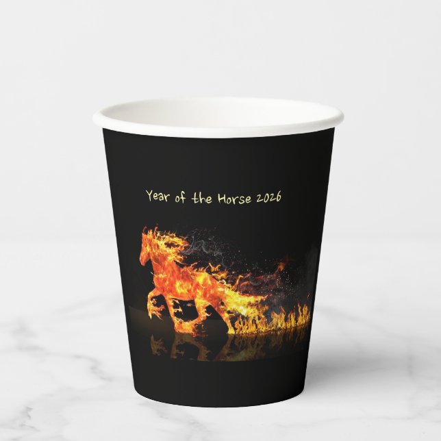 Gobelets En Papier Année du Cheval 2026 (Cheval de Feu) (Recto)