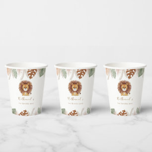 Gobelets En Papier Anniversaire adorable de Lion Fluffy