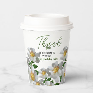 Gobelets En Papier Anniversaire avec fleur blanche